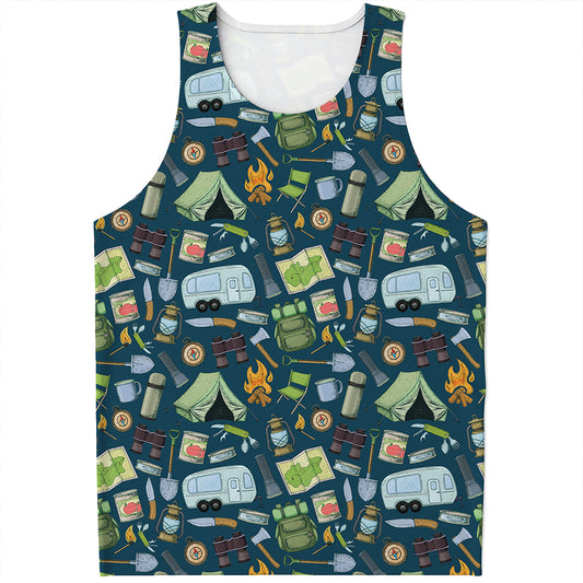 Camping Equipment Pattern Print Men's Tank Top