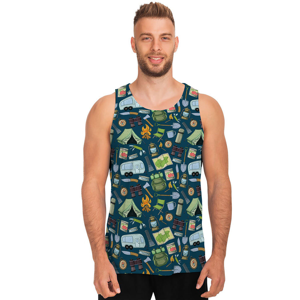 Camping Equipment Pattern Print Men's Tank Top
