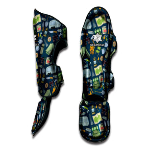 Camping Equipment Pattern Print Muay Thai Shin Guard