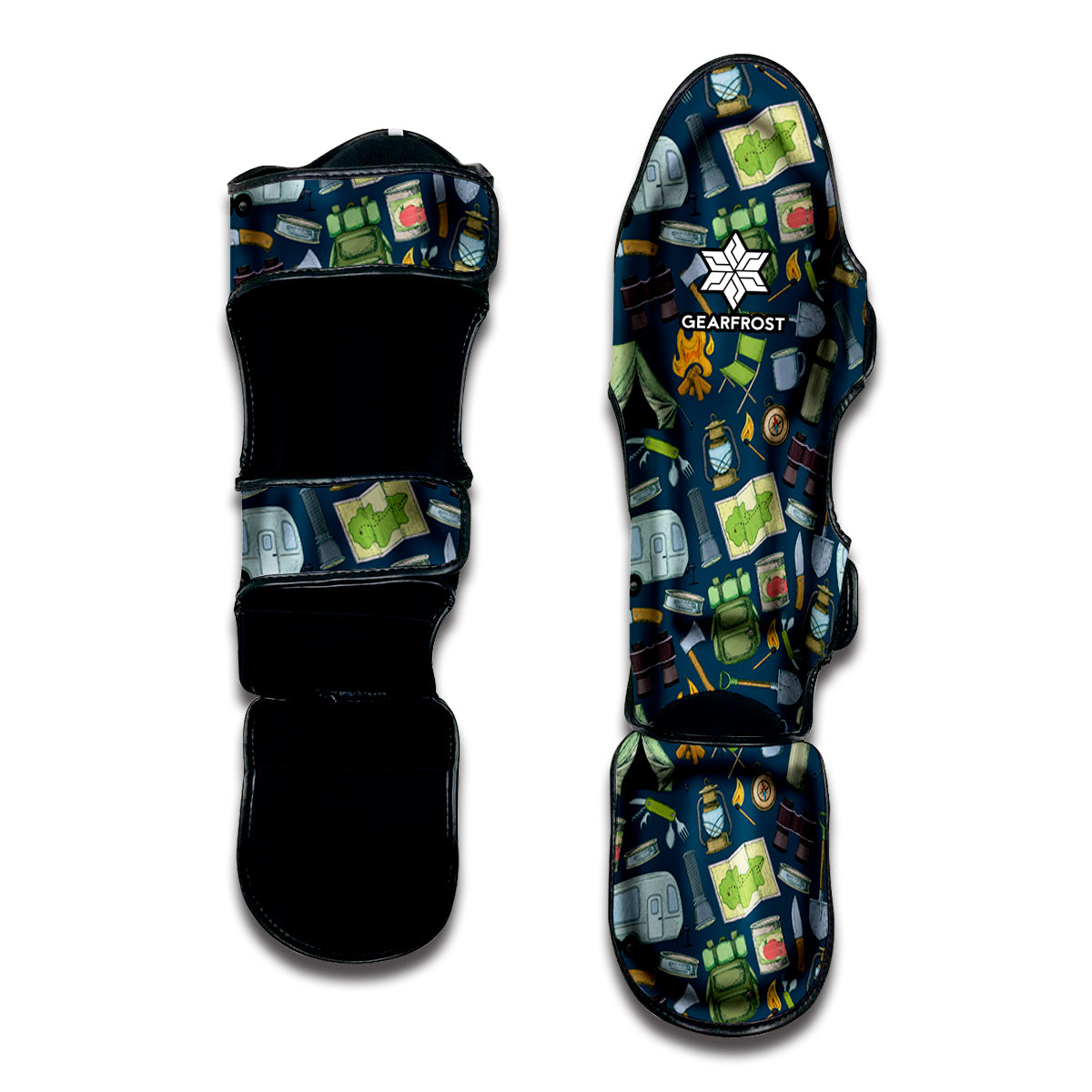 Camping Equipment Pattern Print Muay Thai Shin Guard