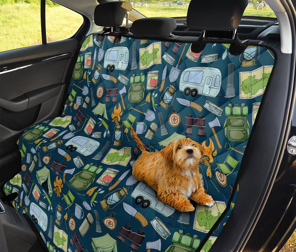 Camping Equipment Pattern Print Pet Car Back Seat Cover