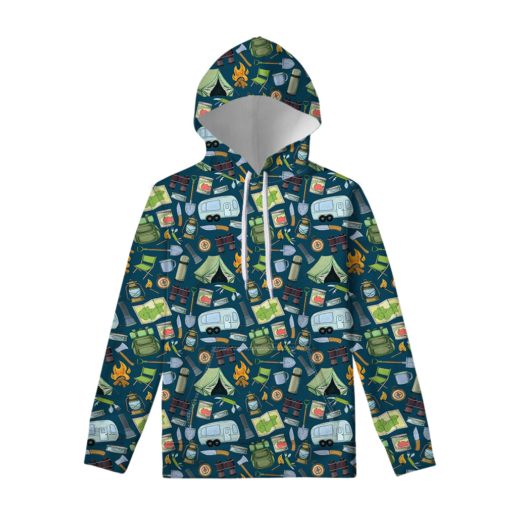 Camping Equipment Pattern Print Pullover Hoodie