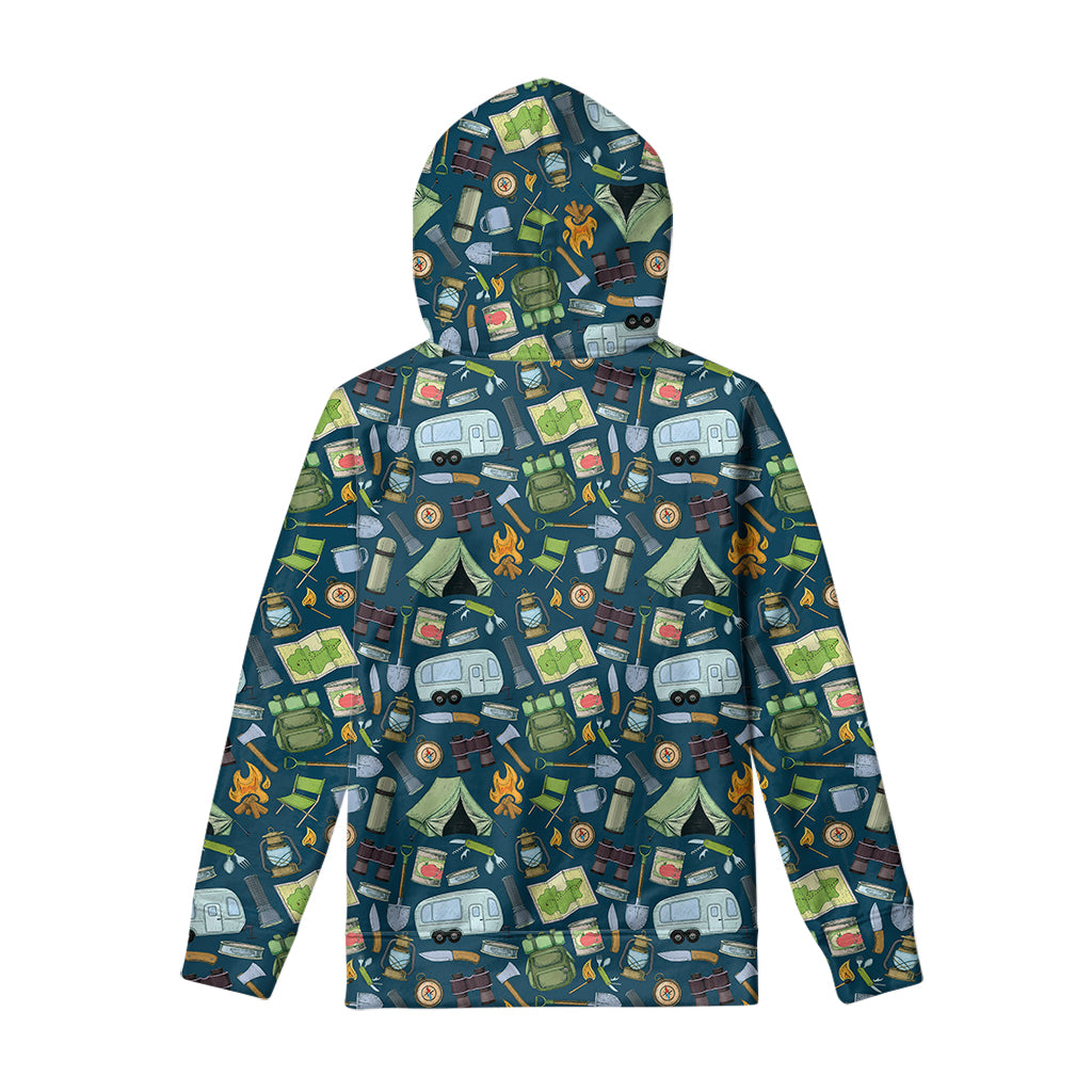 Camping Equipment Pattern Print Pullover Hoodie