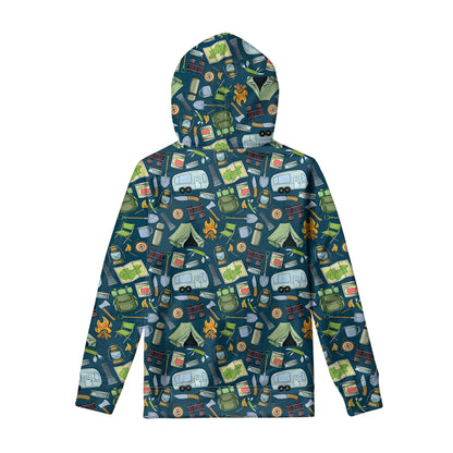 Camping Equipment Pattern Print Pullover Hoodie