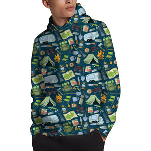 Camping Equipment Pattern Print Pullover Hoodie