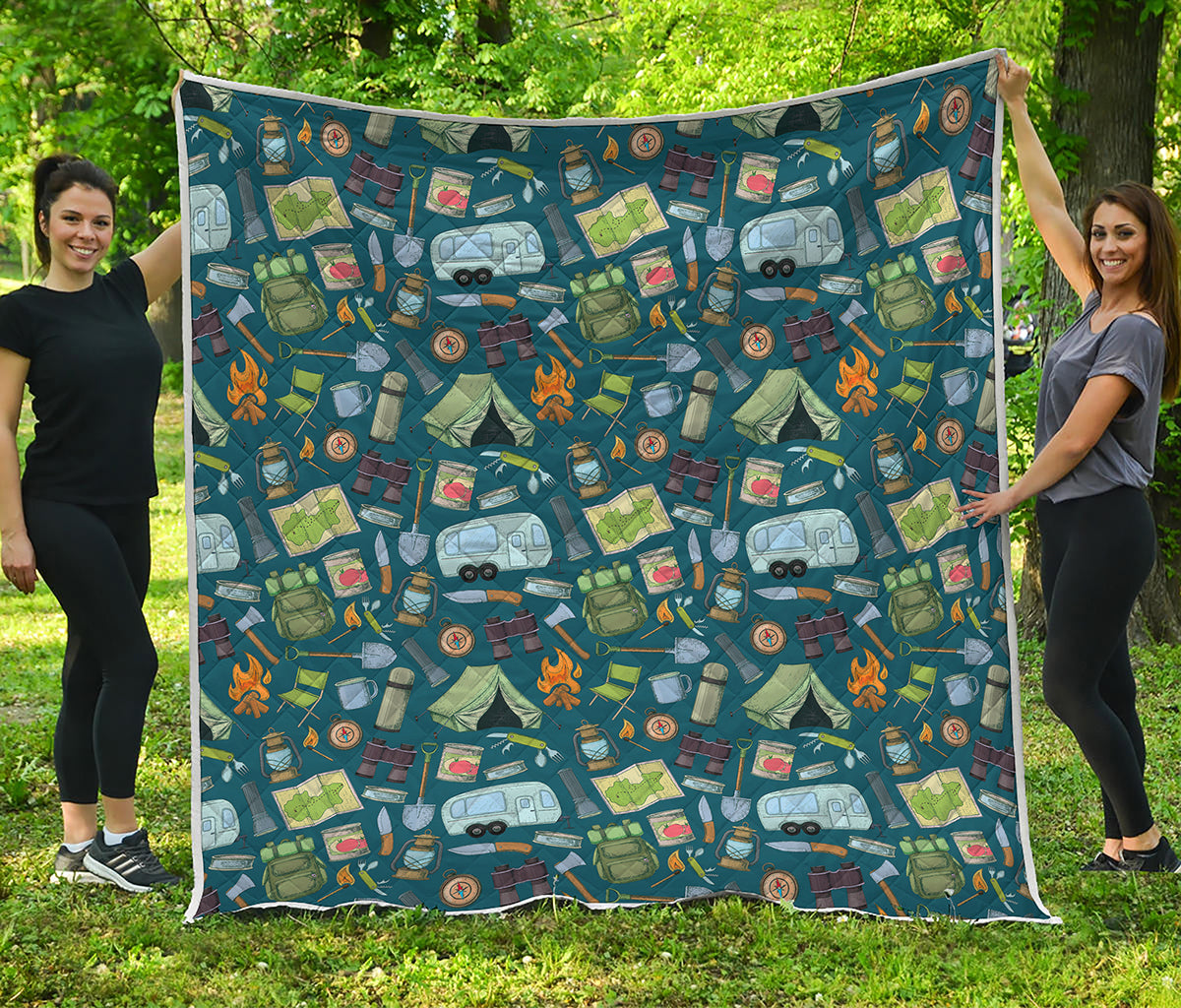 Camping Equipment Pattern Print Quilt