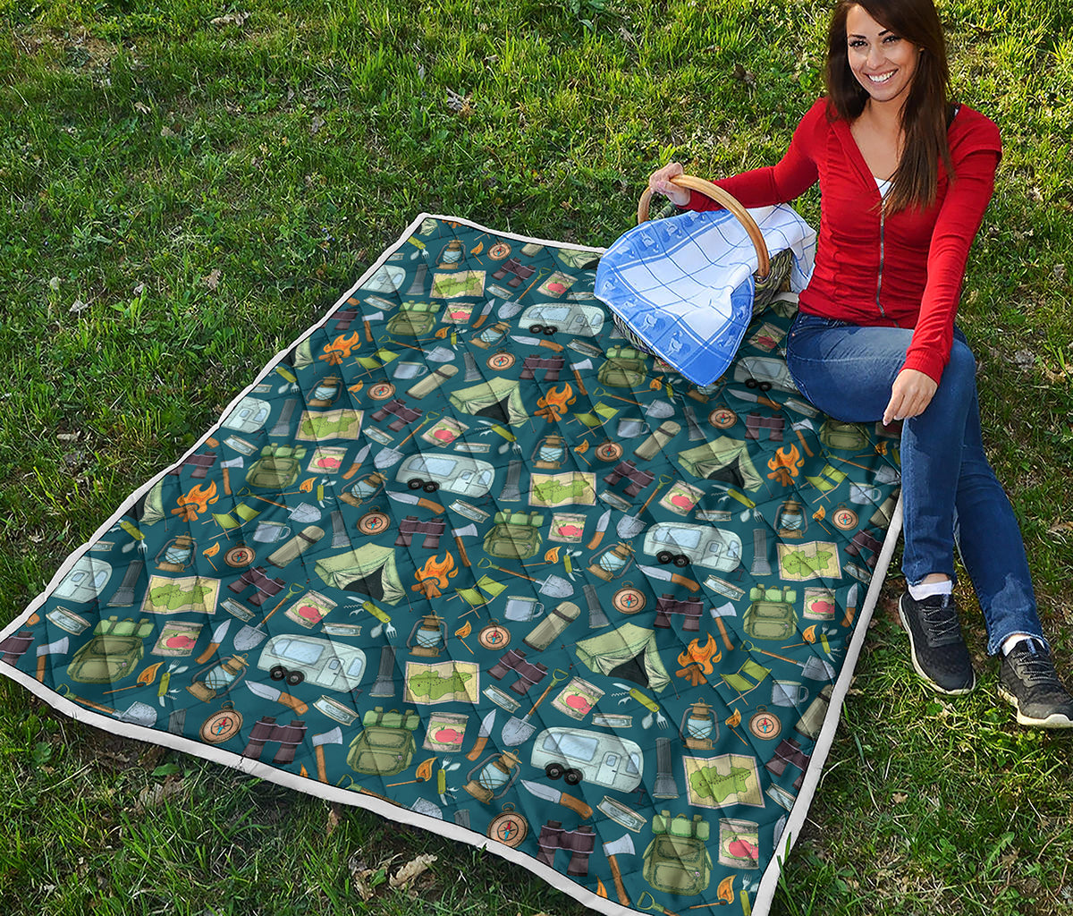 Camping Equipment Pattern Print Quilt