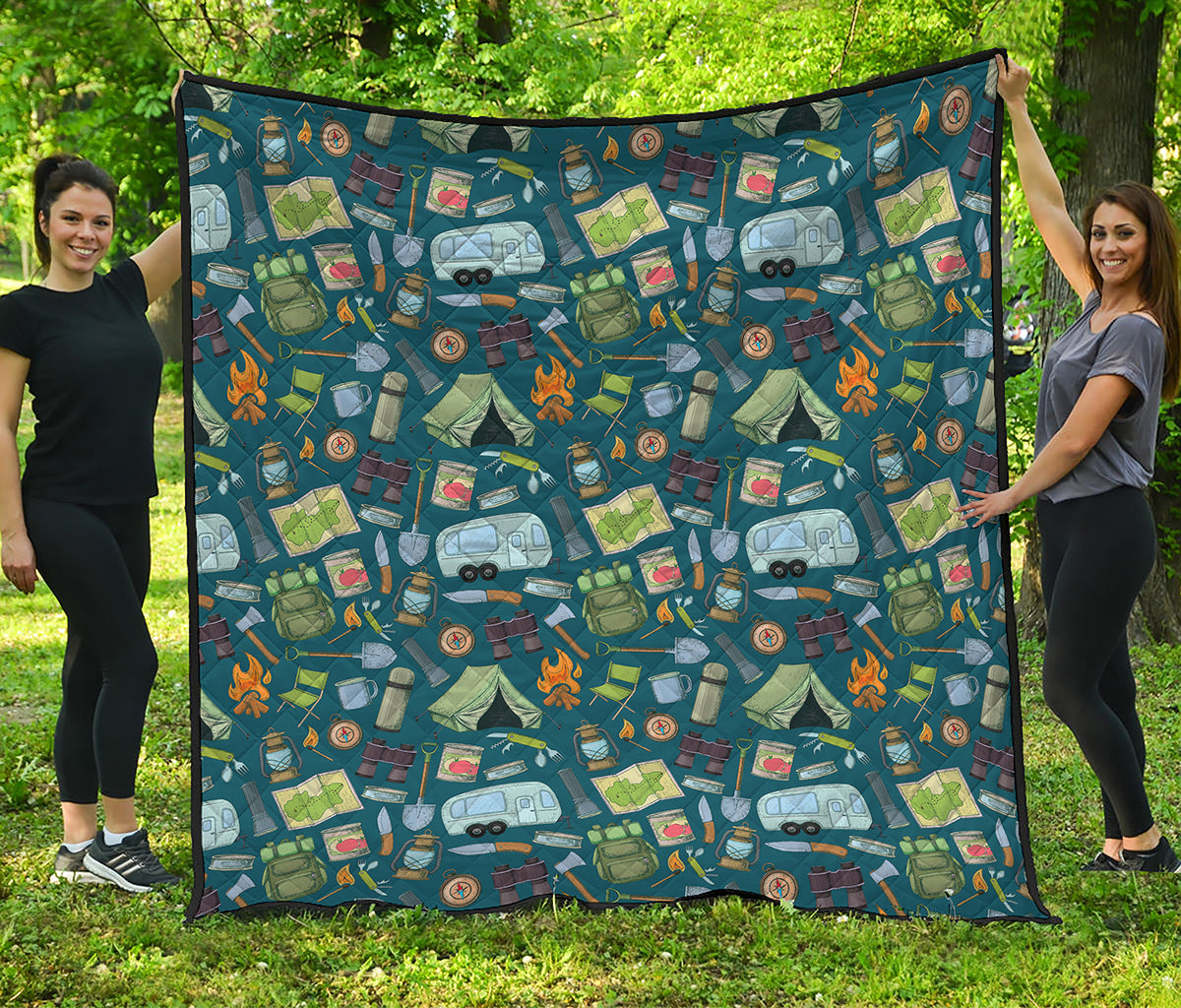 Camping Equipment Pattern Print Quilt