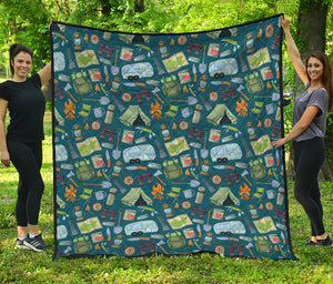 Camping Equipment Pattern Print Quilt