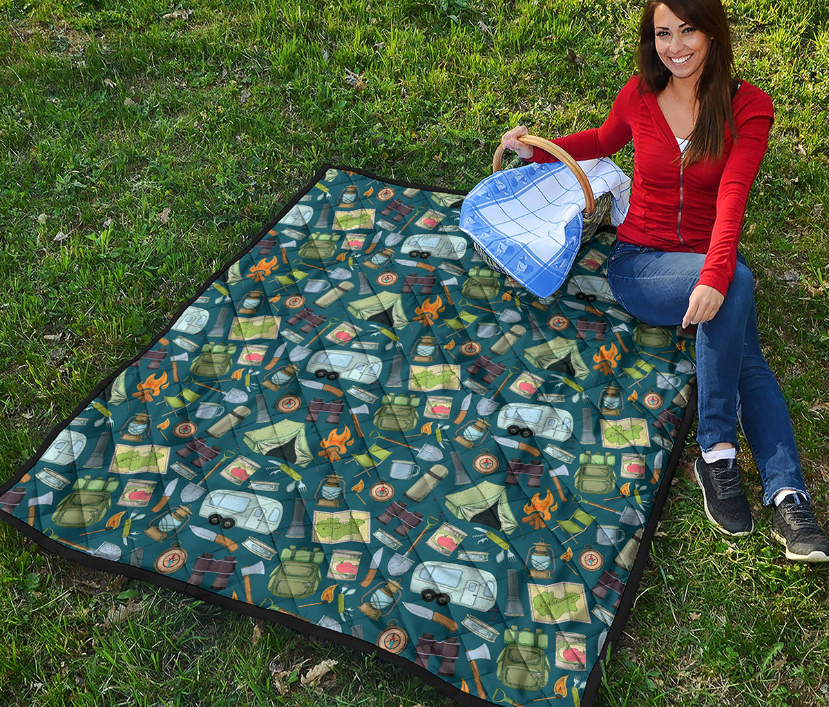 Camping Equipment Pattern Print Quilt