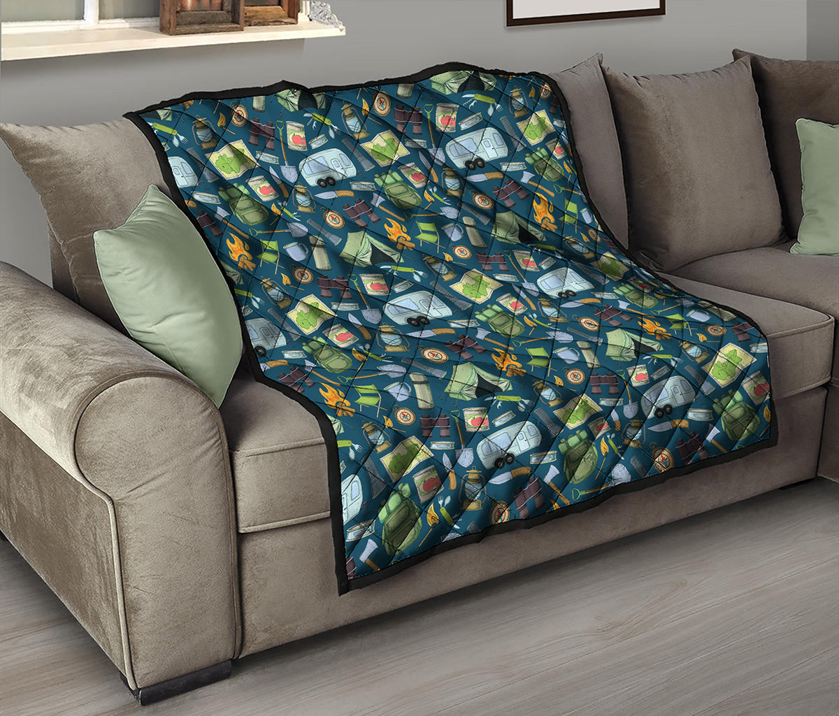 Camping Equipment Pattern Print Quilt