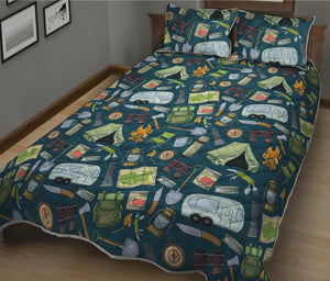 Camping Equipment Pattern Print Quilt Bed Set