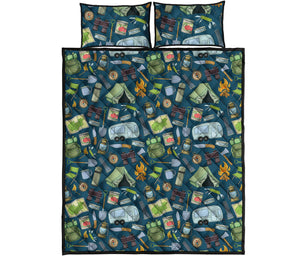 Camping Equipment Pattern Print Quilt Bed Set