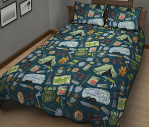 Camping Equipment Pattern Print Quilt Bed Set