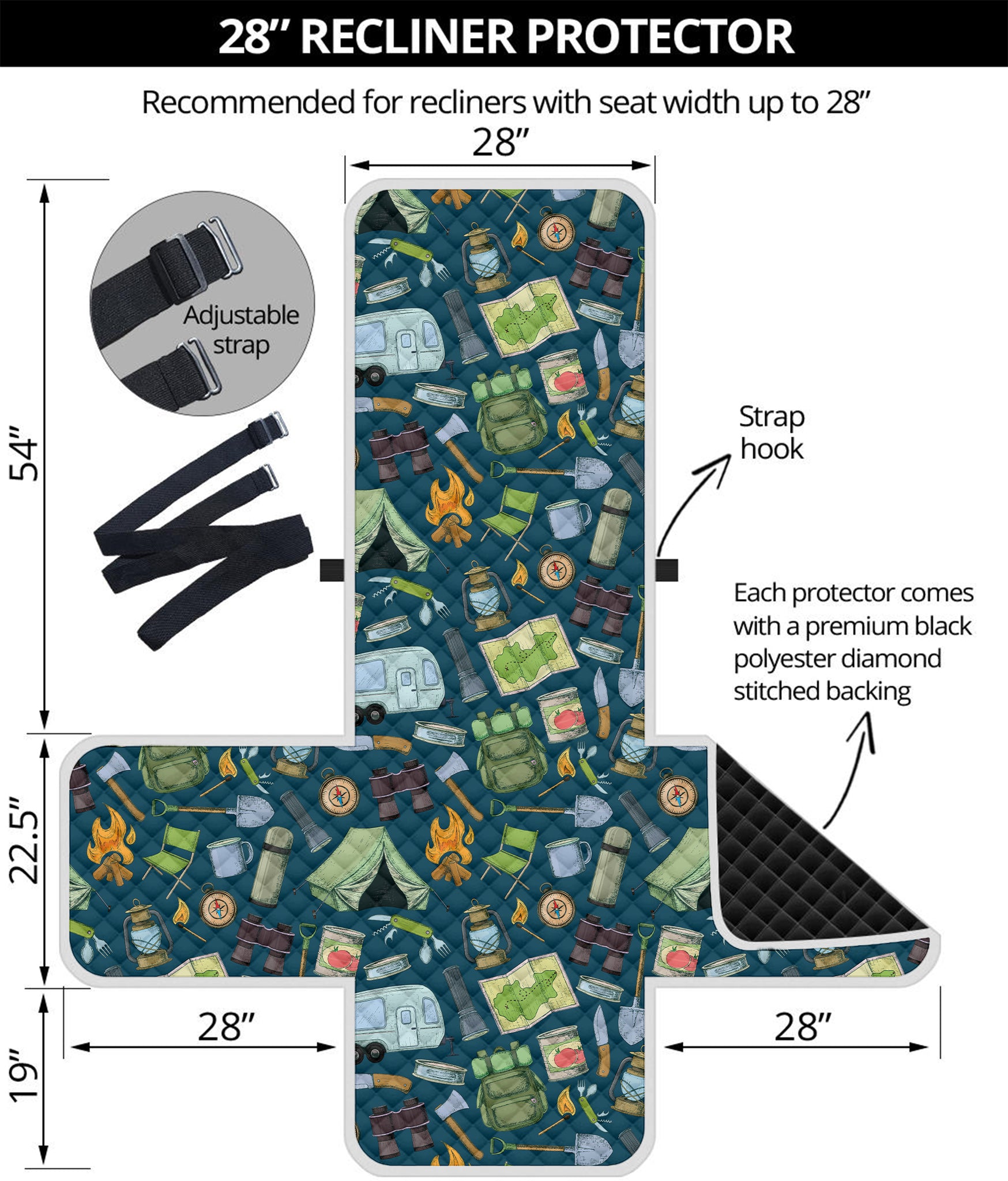 Camping Equipment Pattern Print Recliner Protector