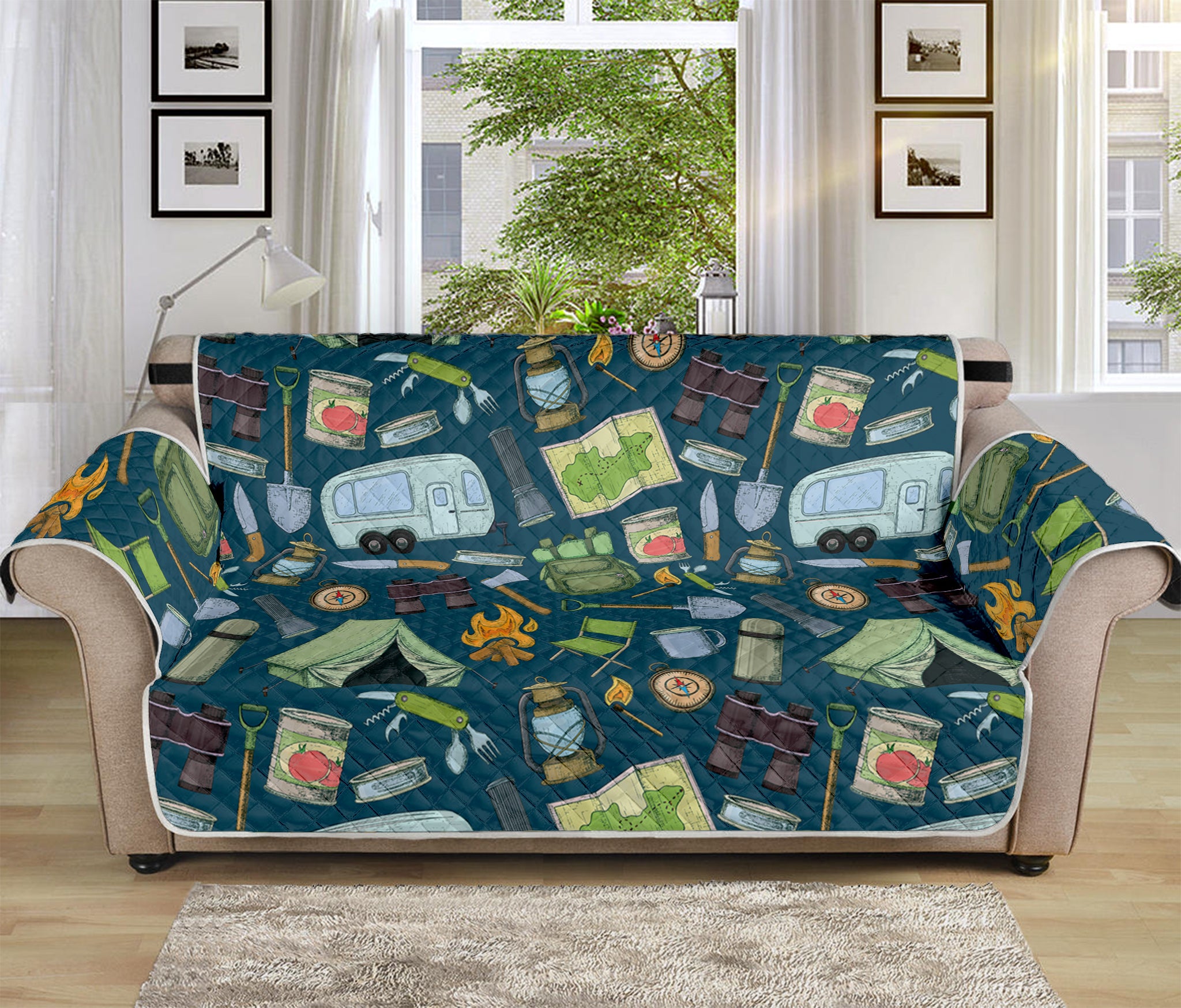 Camping Equipment Pattern Print Sofa Protector