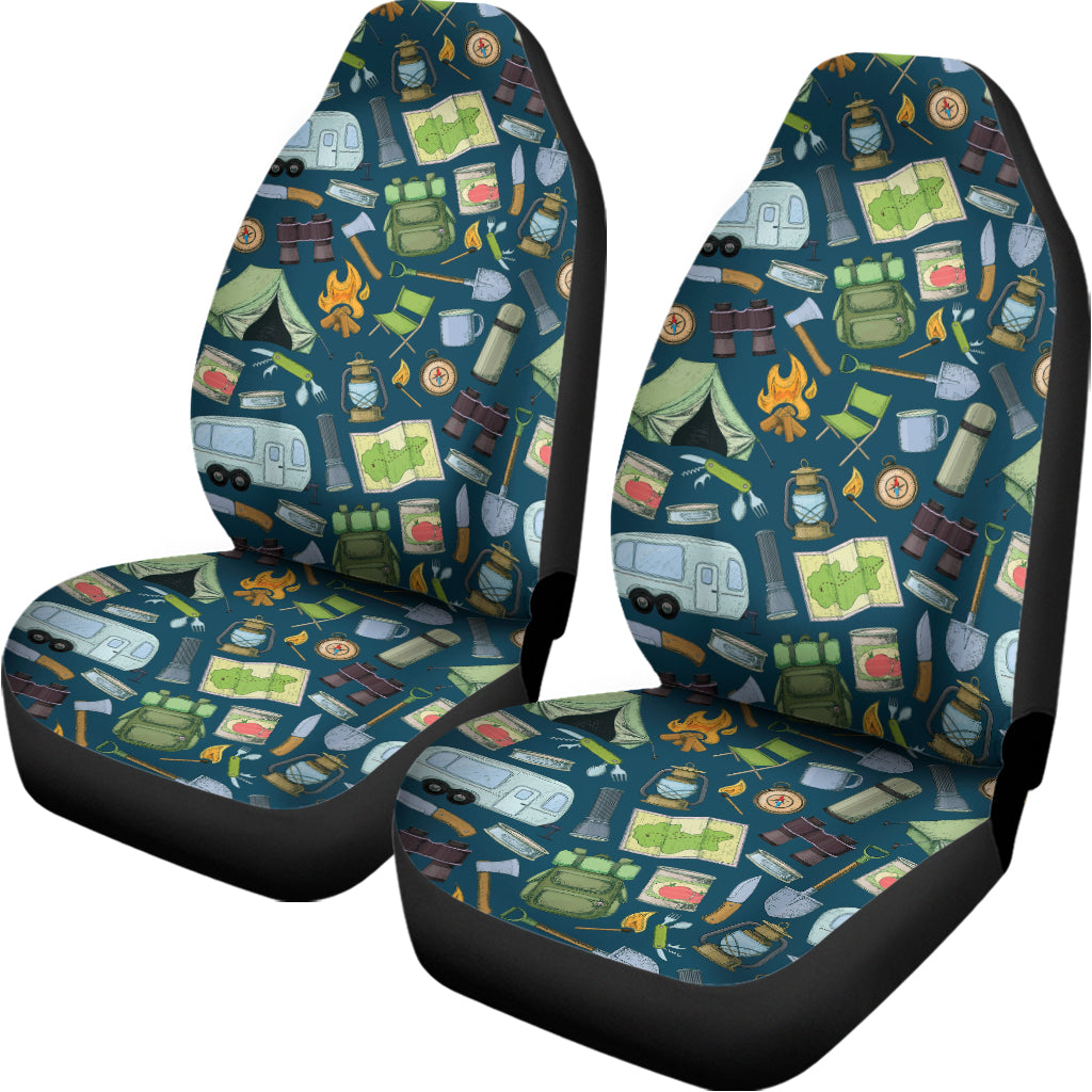 Camping Equipment Pattern Print Universal Fit Car Seat Covers