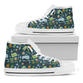 Camping Equipment Pattern Print White High Top Sneakers