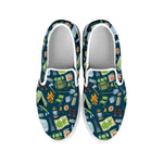 Camping Equipment Pattern Print White Slip On Shoes