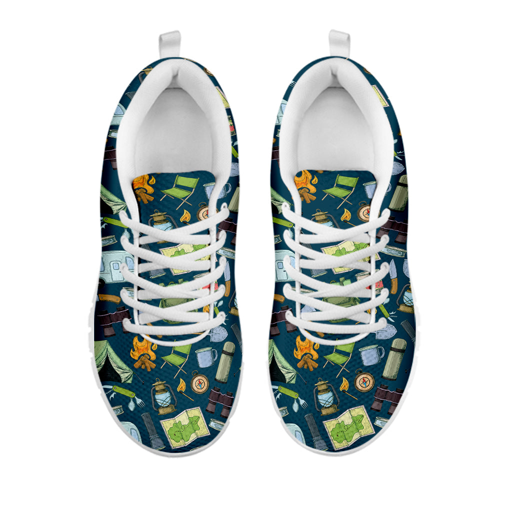 Camping Equipment Pattern Print White Sneakers