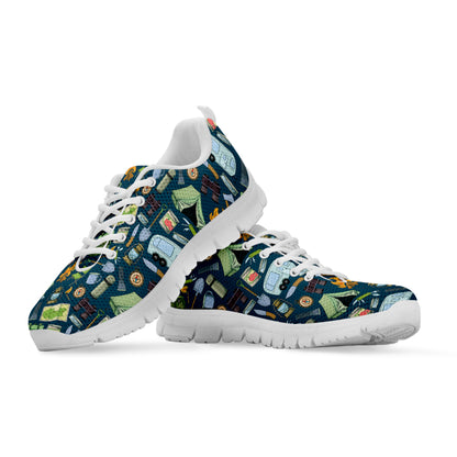 Camping Equipment Pattern Print White Sneakers