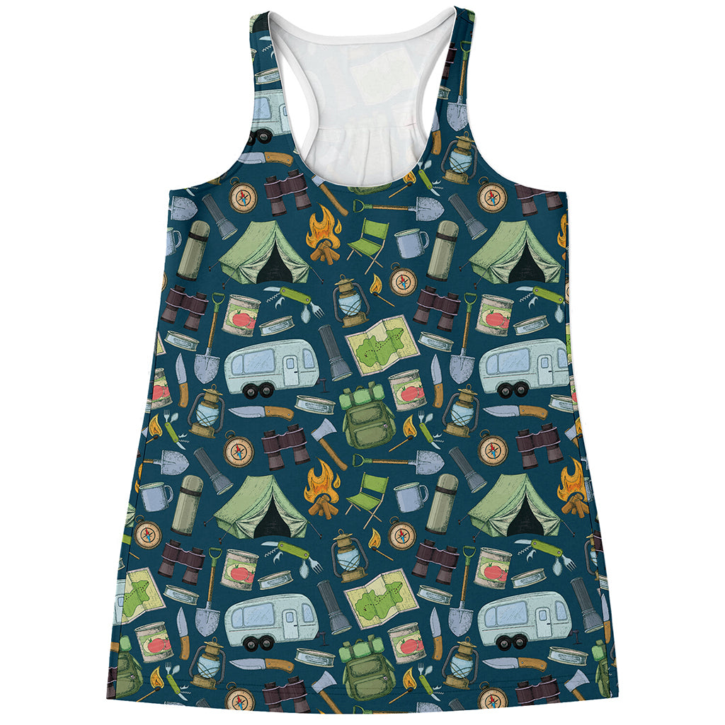 Camping Equipment Pattern Print Women's Racerback Tank Top