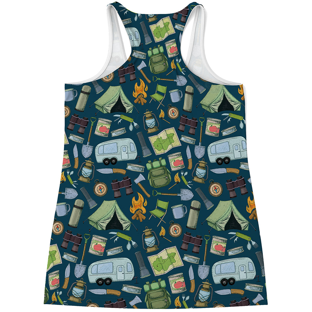 Camping Equipment Pattern Print Women's Racerback Tank Top