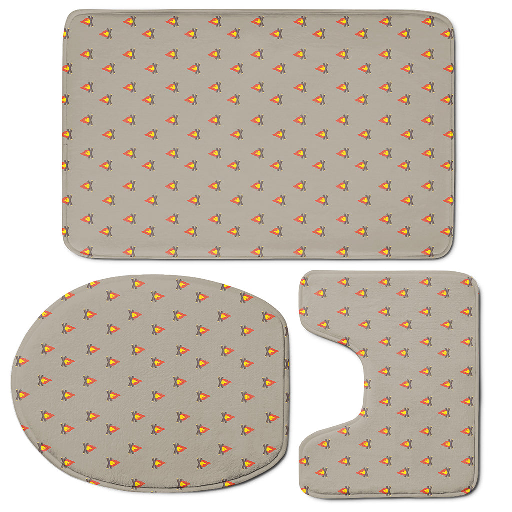 Camping Fire Pattern Print 3 Piece Bath Mat Set