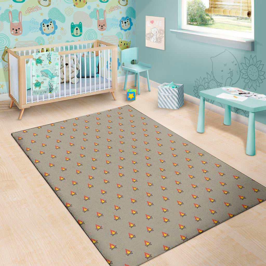 Camping Fire Pattern Print Area Rug
