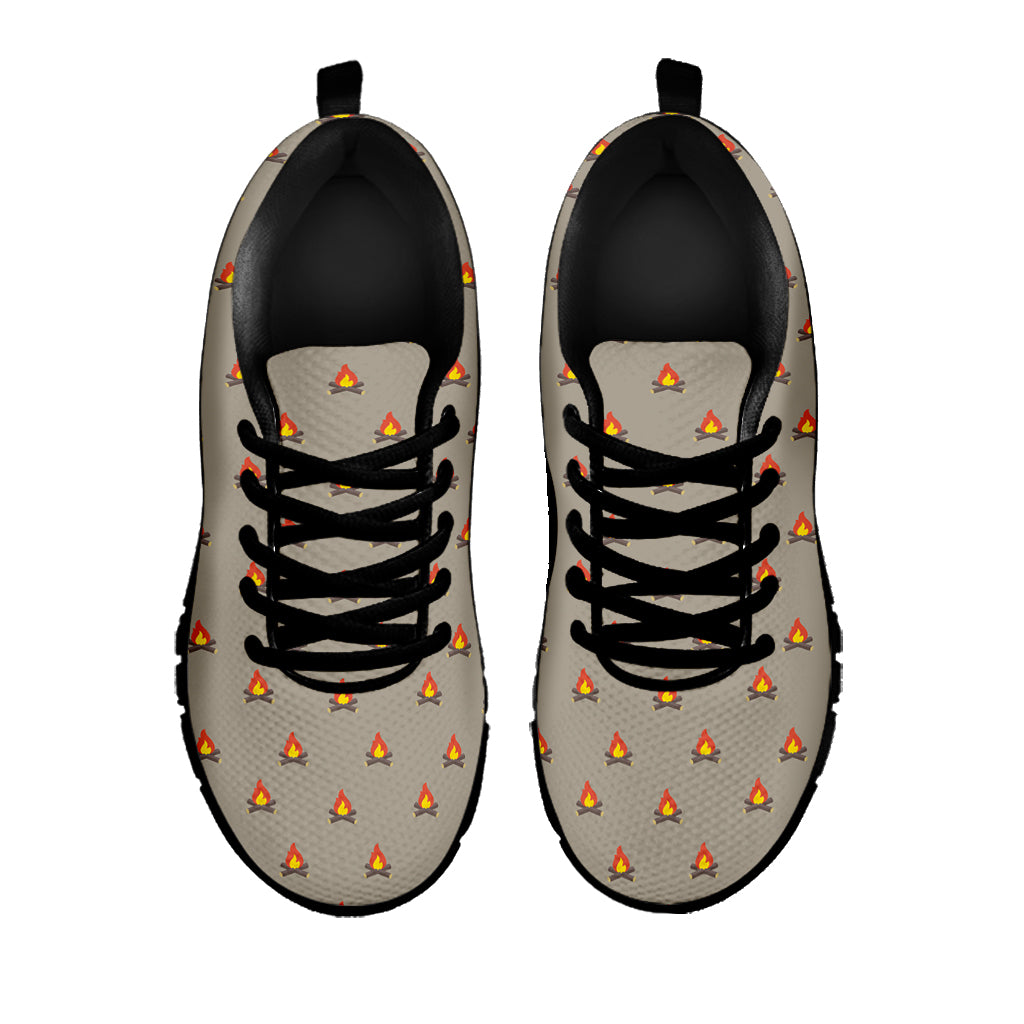 Camping Fire Pattern Print Black Sneakers