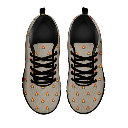 Camping Fire Pattern Print Black Sneakers