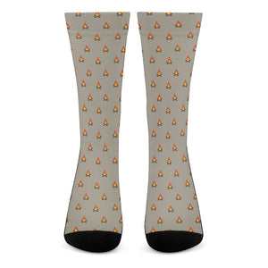 Camping Fire Pattern Print Crew Socks