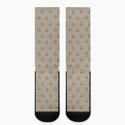 Camping Fire Pattern Print Crew Socks