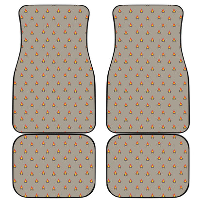 Camping Fire Pattern Print Front and Back Car Floor Mats