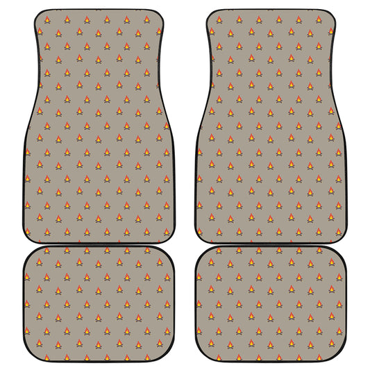 Camping Fire Pattern Print Front and Back Car Floor Mats
