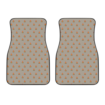 Camping Fire Pattern Print Front Car Floor Mats