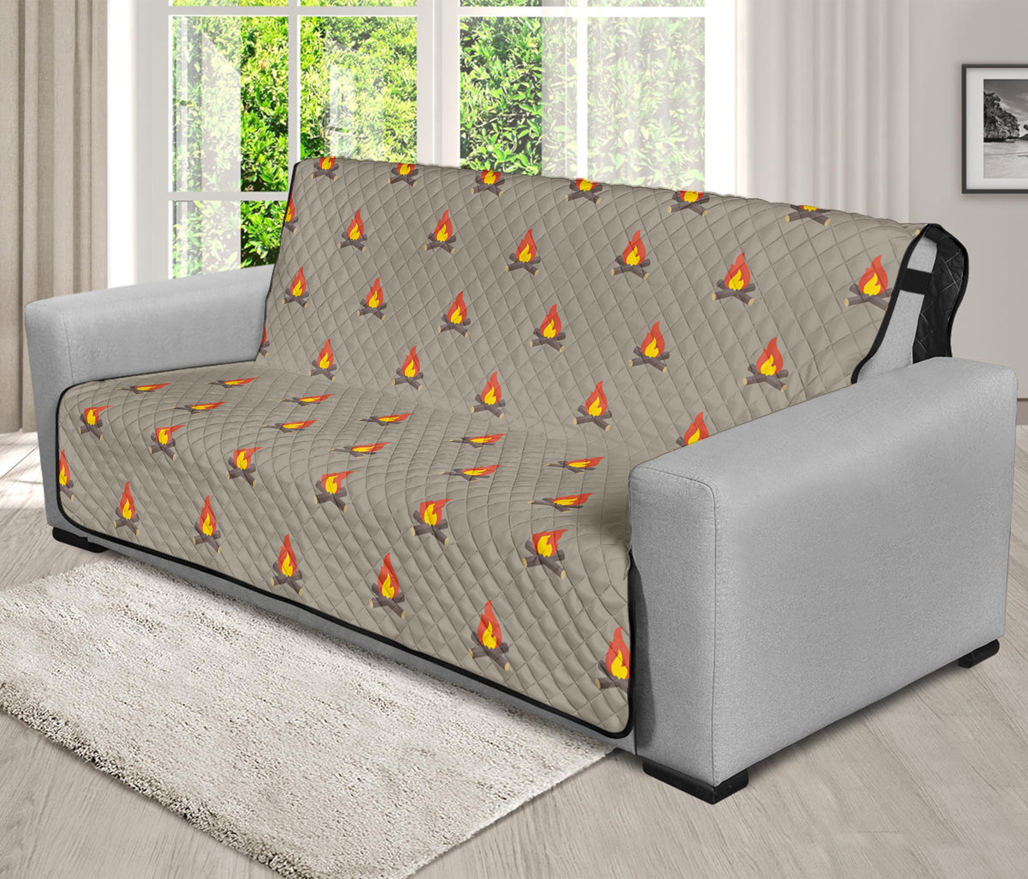 Camping Fire Pattern Print Futon Protector