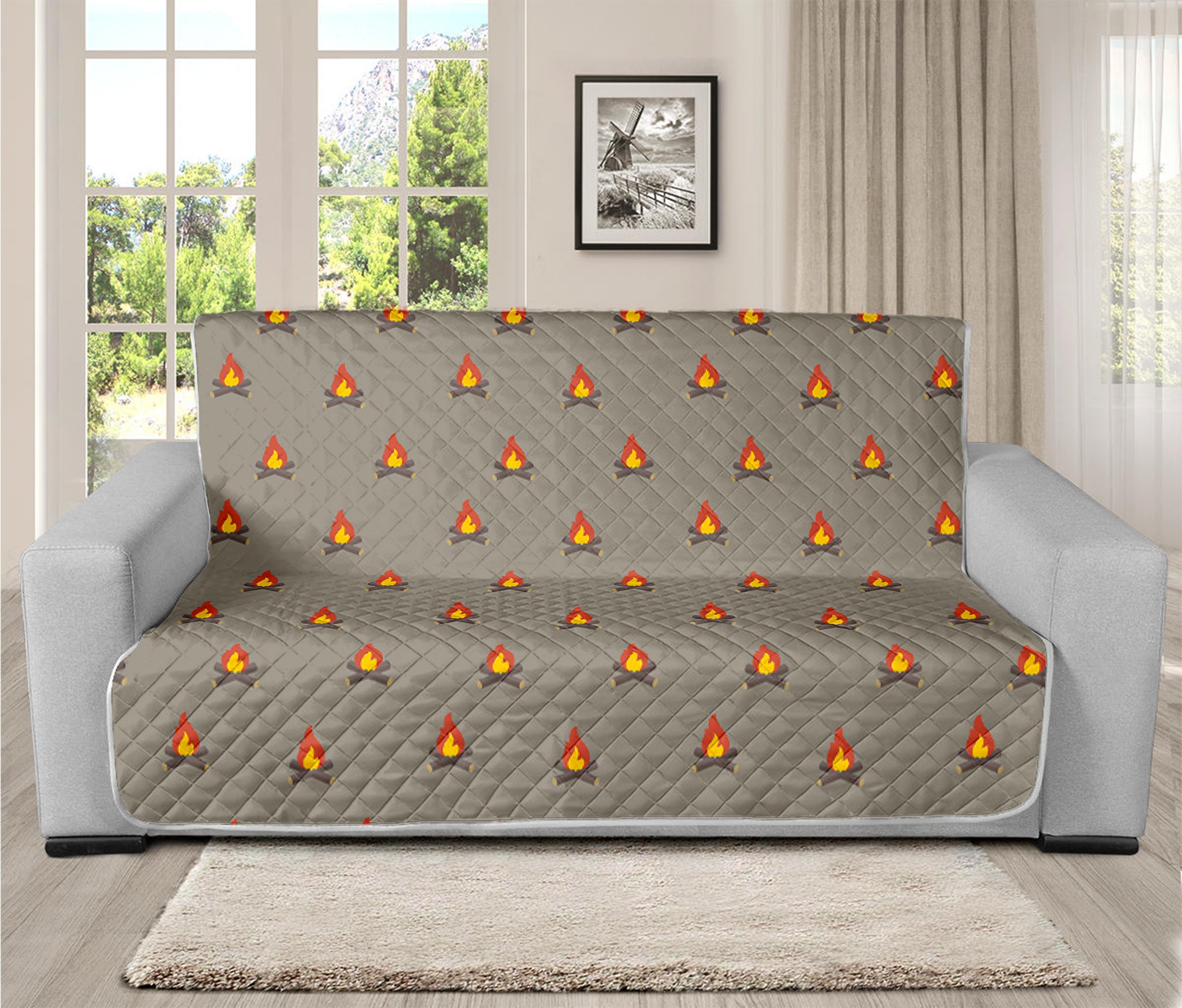 Camping Fire Pattern Print Futon Protector