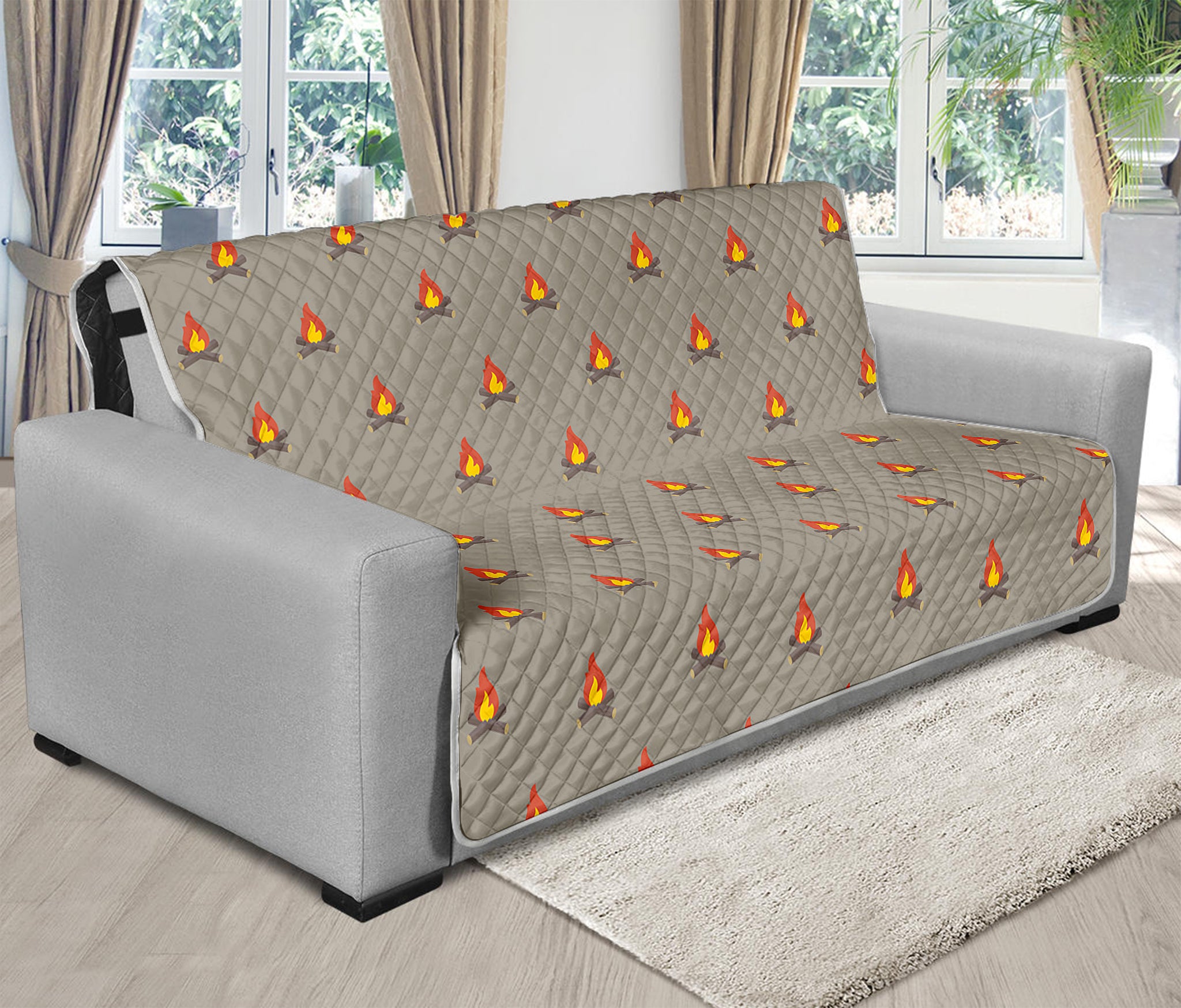 Camping Fire Pattern Print Futon Protector