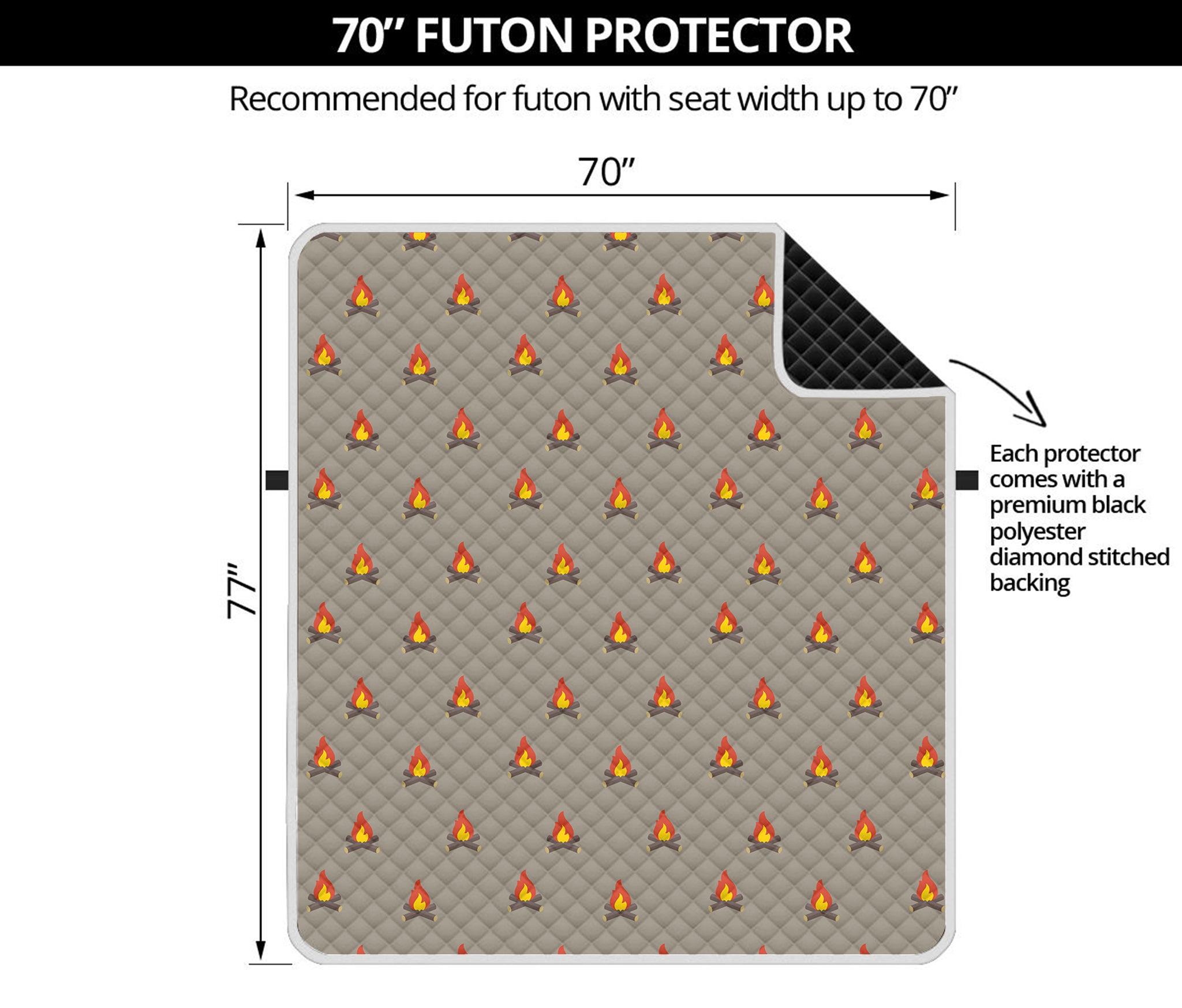 Camping Fire Pattern Print Futon Protector