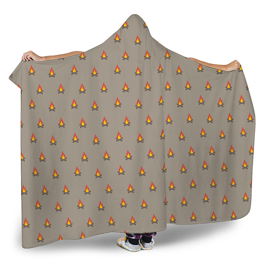 Camping Fire Pattern Print Hooded Blanket