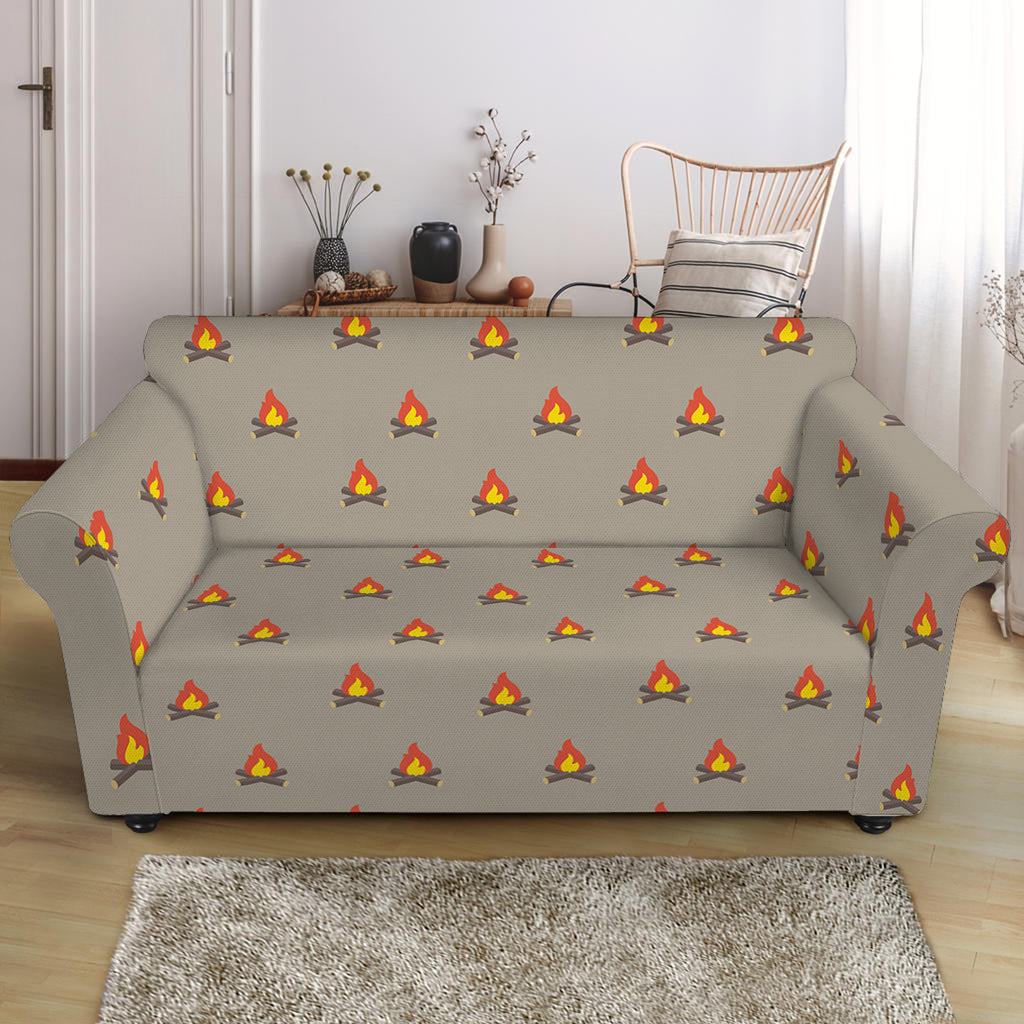 Camping Fire Pattern Print Loveseat Slipcover