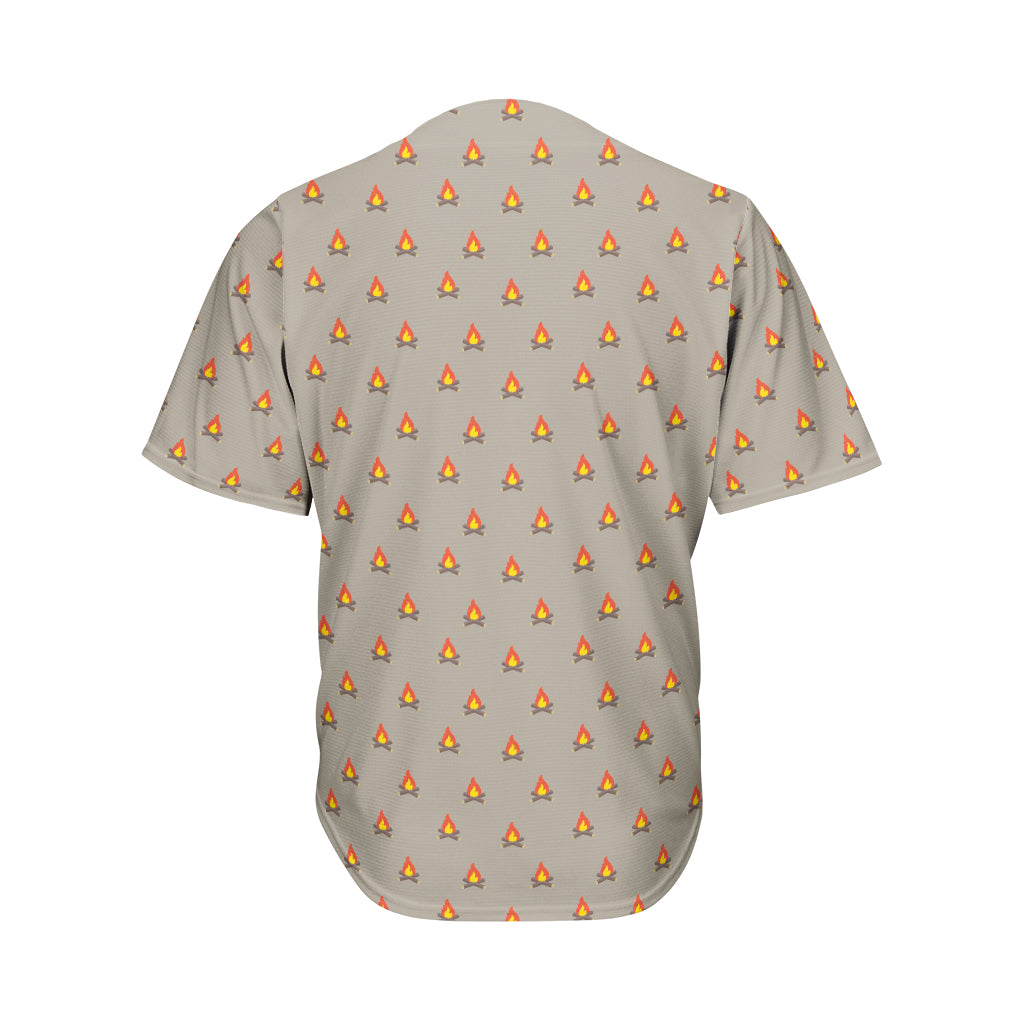 Camping Fire Pattern Print Men's Baseball Jersey