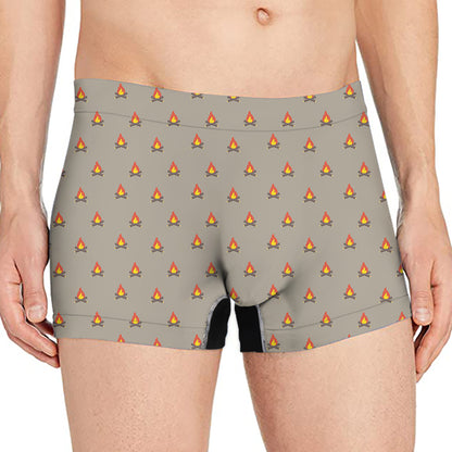 Camping Fire Pattern Print Men's Boxer Briefs