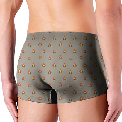 Camping Fire Pattern Print Men's Boxer Briefs