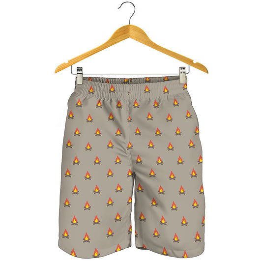 Camping Fire Pattern Print Men's Shorts