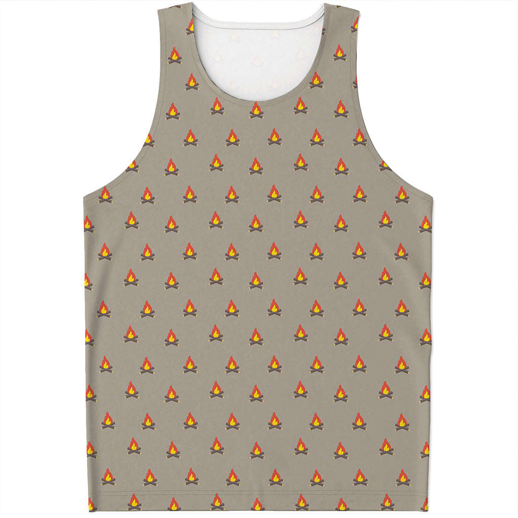Camping Fire Pattern Print Men's Tank Top