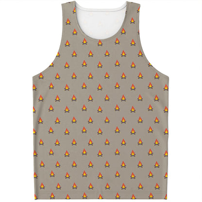 Camping Fire Pattern Print Men's Tank Top