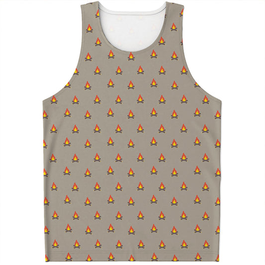 Camping Fire Pattern Print Men's Tank Top