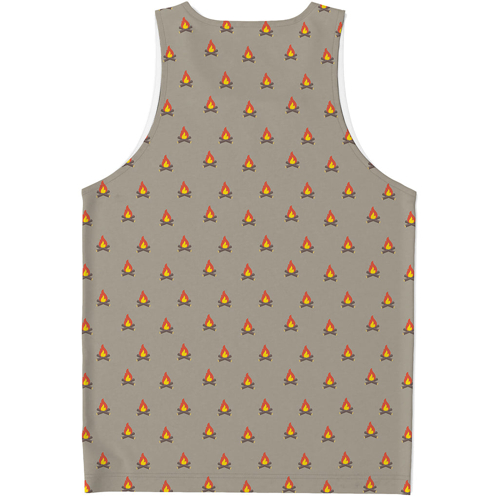 Camping Fire Pattern Print Men's Tank Top